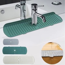 1x Silicone Sink Tray With Drainage Spout Splash Guard Mat Kitchen Sponge Holder