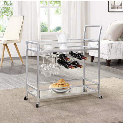 FirsTime & Co. Silver Delilah Bar Cart, Modern, Metal, 29.75 x 12.25 x 32.25''