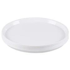 6-Pack 13.62 inch White Plastic Round Restaurant Cafeteria Serving Trays