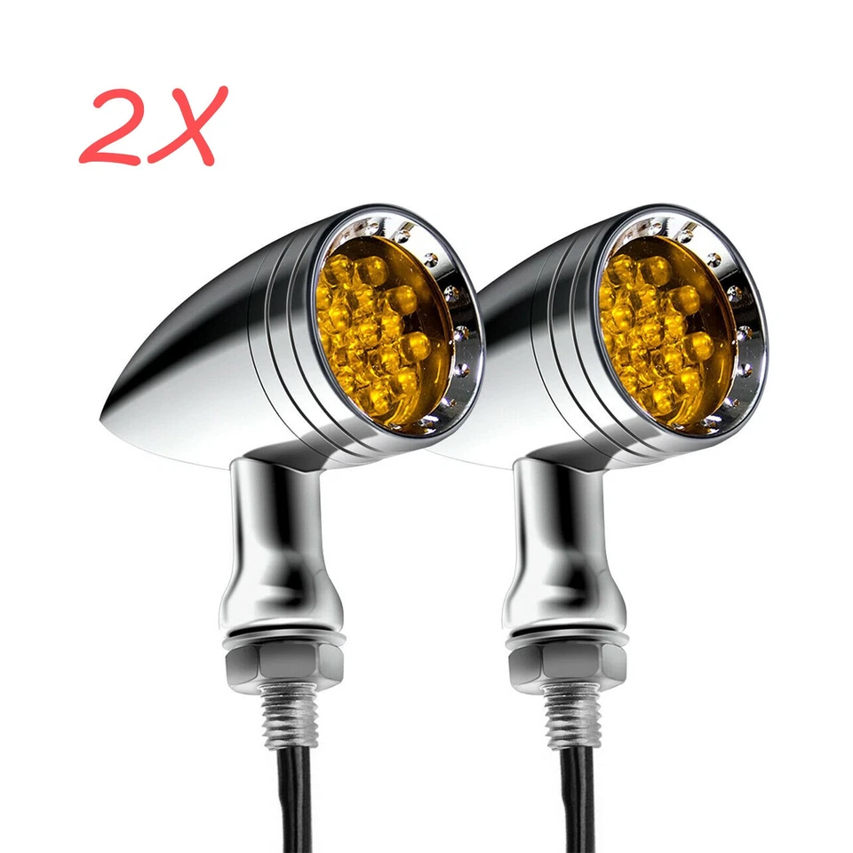 For Harley Softail FXSTC 2x Chrome Amber LED Turn Signal Blinker Light US - Изображение 2 из 4