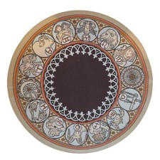 Dolls House Round Rug Zodiac Wheel Design Brown Beige Floor Accessory Medium