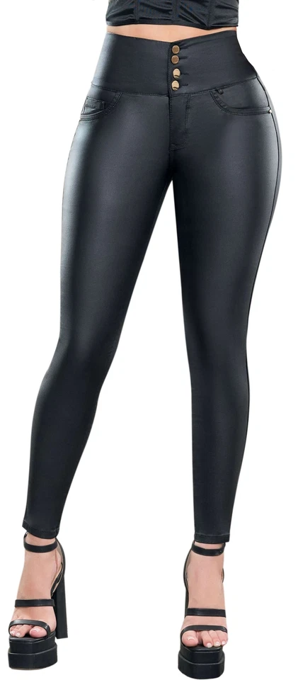 Pantalones de mezclilla Levantador de glúteos cintura alta efecto cuero Levanta Cola Colombianos - Imagen 2 de 4