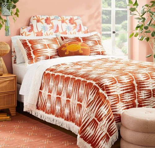 3 Pc Opalhouse Twin/Twin XL Fringe Groove Print Quilt & Sham & Pillow Orange