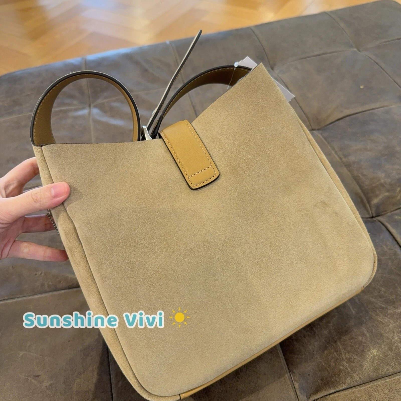 Borsa a tracolla Coach Hadley convertibile nuova con etichette in camoscio pelle CW004 tortora chiaro