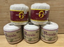 Lot Of 5 Crochet Thread Spools 100 Mercerized Cotton Sz 10 White 400 Yards Each