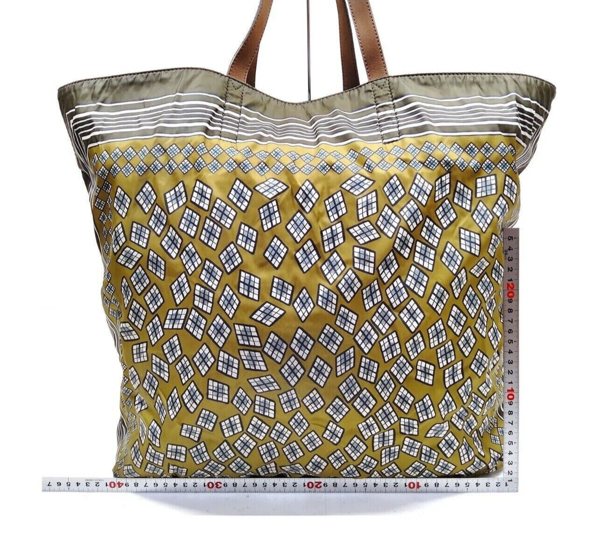 Burberry Prorsum Decorated Green Open Tote Shoulder Bag w