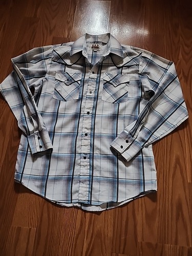 Chemise homme Ely Cattleman Western Pearl Snap 3X bleu manches courtes