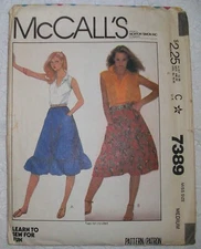 McCalls Vintage 80s Sewing Pattern 7389 Western Prairie Cottagecore Skirt 14-16