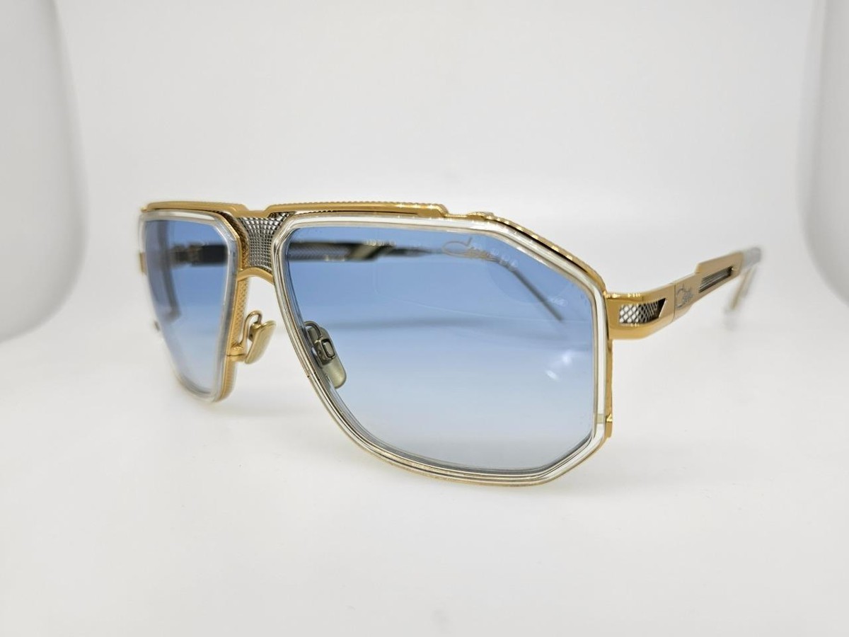 CAZAL SUNGLASSES 683 002 62MM CLEAR GOLD FRAME BLUE GRADIENT 