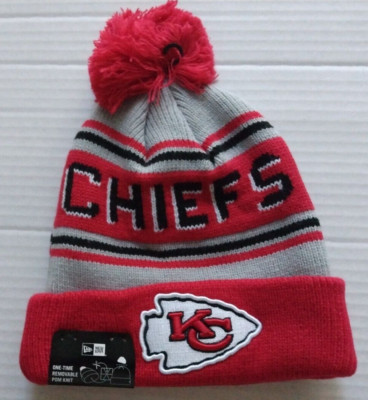 Kansas City Chiefs Team Logo Knit Pom Top Beanie Official NFL New Era WORDMARK