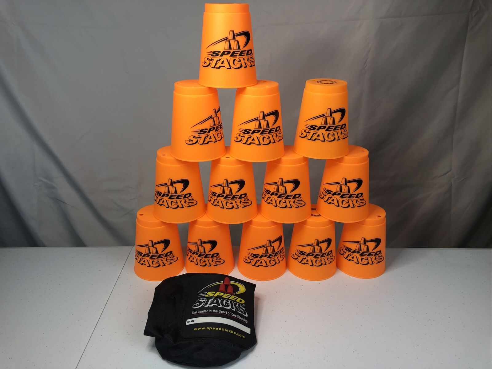 Original Speed Stack Cups Set + Carrying Bag Orange One Owner