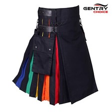 Scottish Hybrid Utility Kilt Rainbow LGBTQ Kilt Highlander Outfit Unisex Skirt