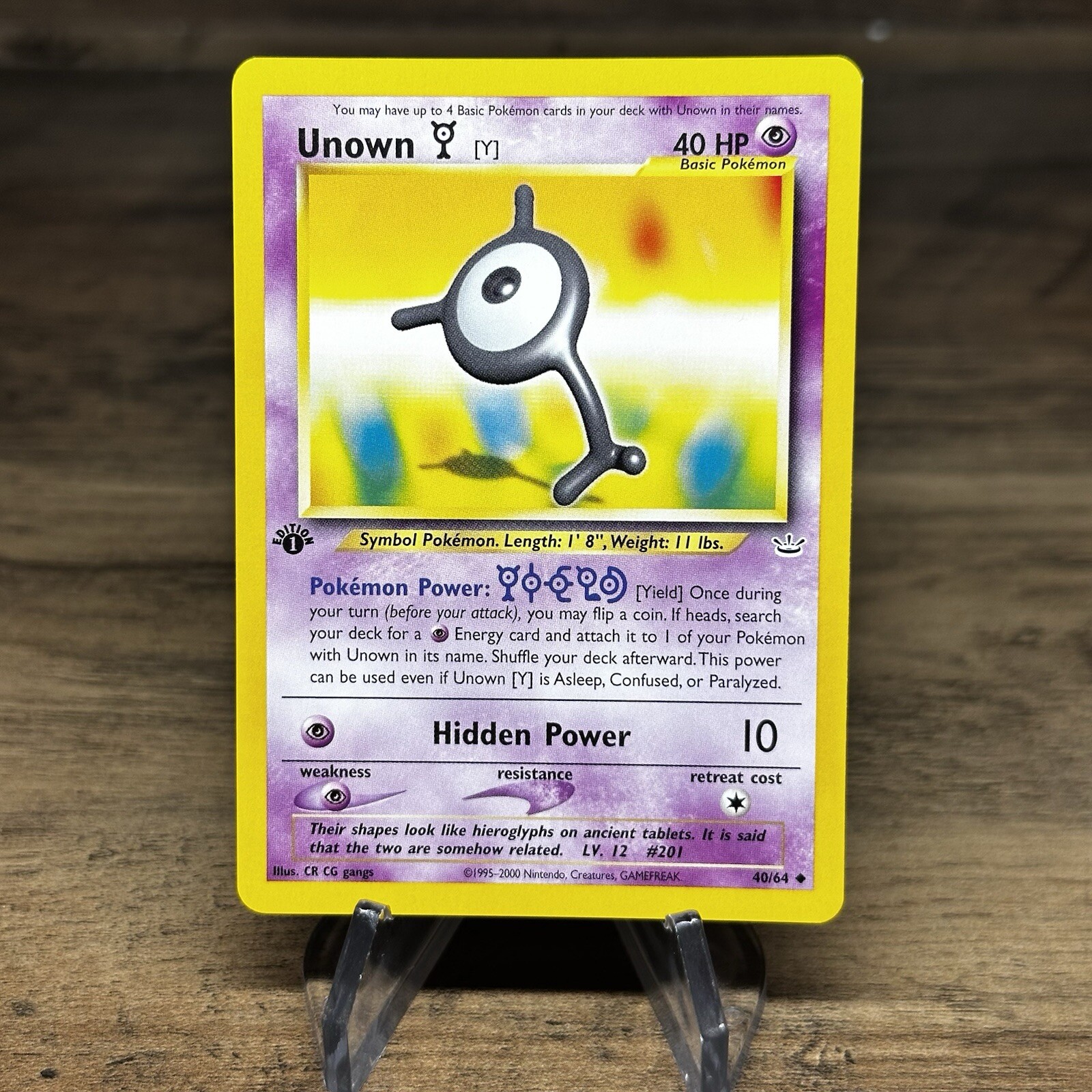Unown Y 1st Edition - Neo Revelation 40/64 - Pokemon TCG - NM