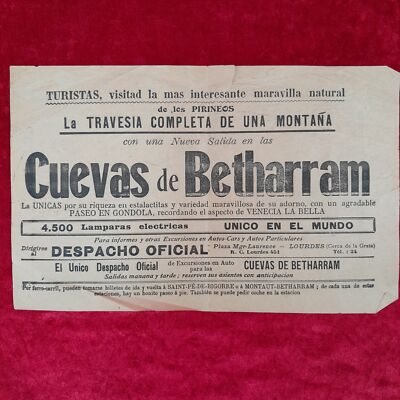 Doc-1261. Tourist Advertising Brochure Of The Caves Of BETHARRAM, France.