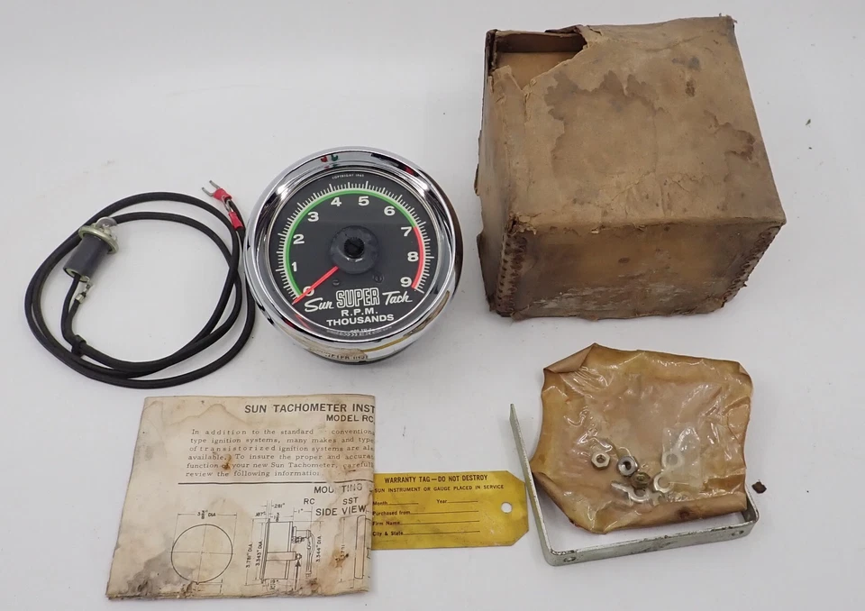 Tacômetro NOS Sun Super Tach 9.000 RPM SST-9 Very First Design 1965 OFERTA REAL - Imagem 4 de 4