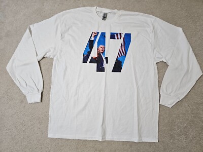 47 Donald Trump 2024 ReElect MAGA Gift Vote Shirts Long Sleeve - White Sz. 2XL