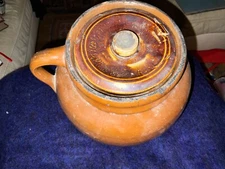 Antique Jugtown Brown Color Glaze Redware Jar Lid with a #2, and one handle