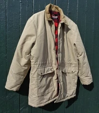 Westwind Jacket Plaid Flannel Lining Insulated Coat Vtg Tan 80s USA Made Men L