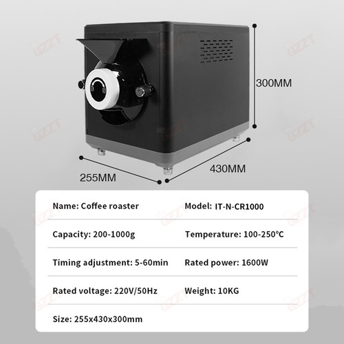 Tostador de granos de café 1000 g mejorado negro con temporizador Temperature Coffee Roaster - Imagen 3 de 14
