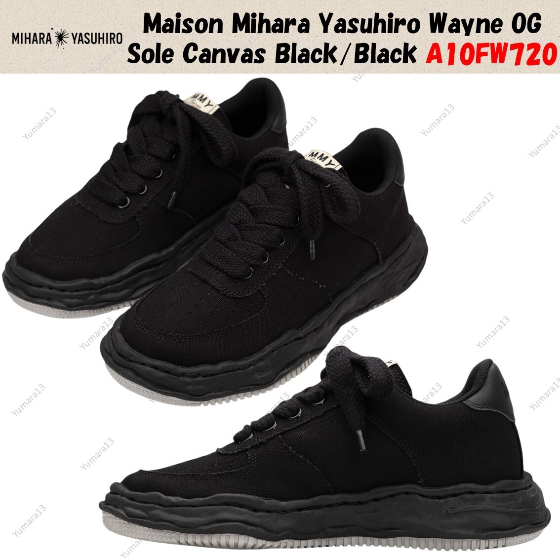 MIHARA YASUHIRO｜SNEAKERS (A10FW720 BLACK) Maison Mihara Yasuhiro Wayne OG Sole Canvas Black A10FW720