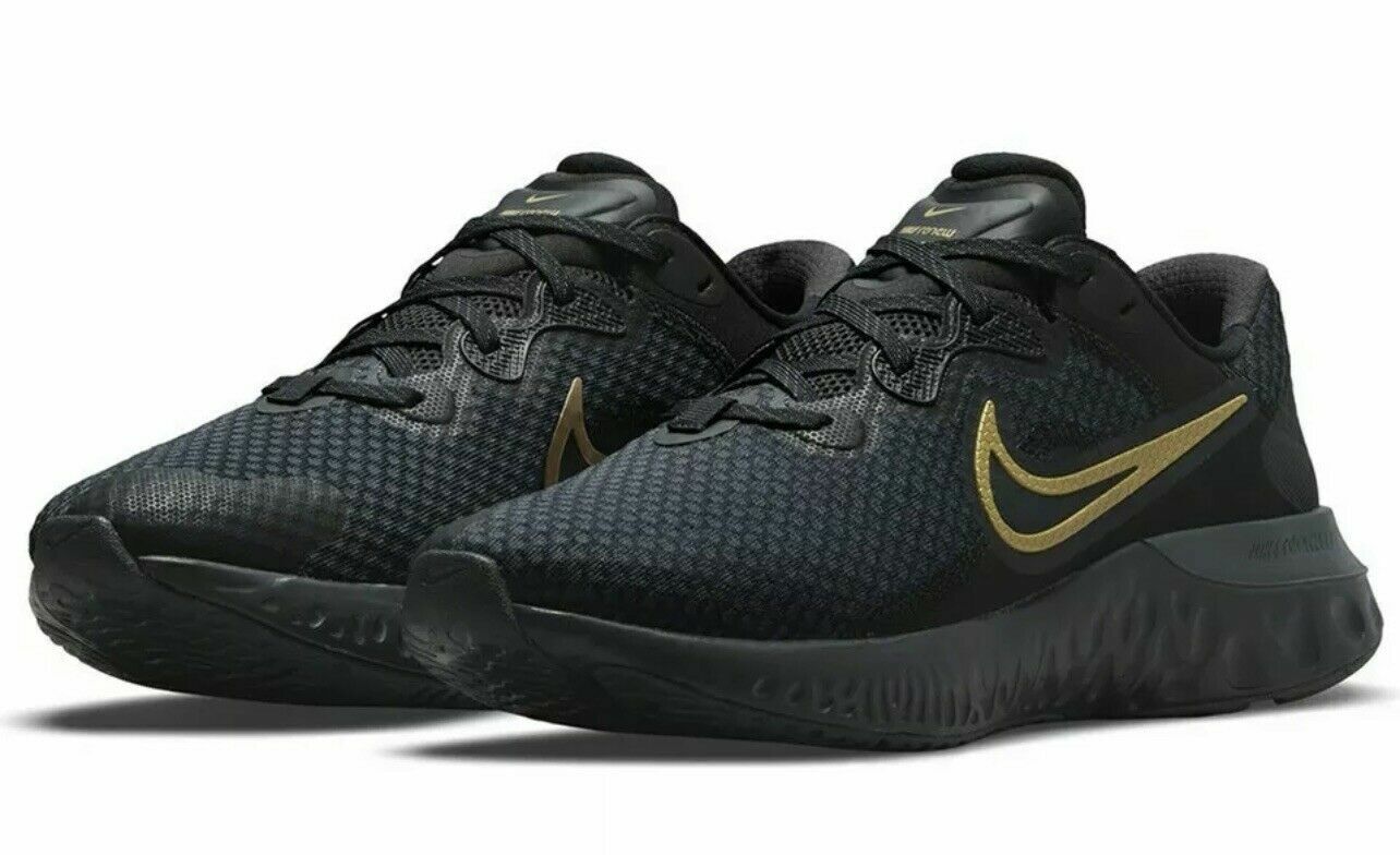 Reusachtig Metafoor banaan NEW Mens Nike Renew Run 2 Running Shoes Sneakers Black Metallic Gold CU3504  010 | eBay