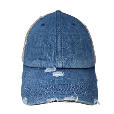 KB Ethos Strapback Ponytail Caps Multicolor OS Adjustable Mesh Back Distressed