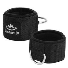 Ankle Wrist Cuffs Neoprene Padded Straps D-Ring Glute Kickback D ring silver