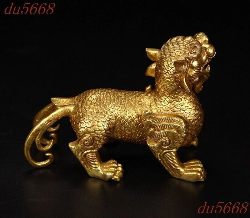 5.2" China bronce dorado Feng Shui animal tropas valientes afortunadas pixiu bestia estatua Foto 3 de 4