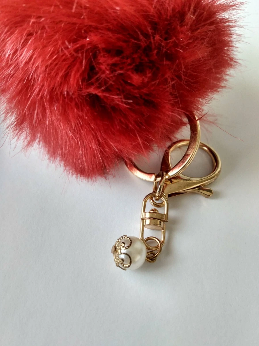 Faux fur keychain ball sale