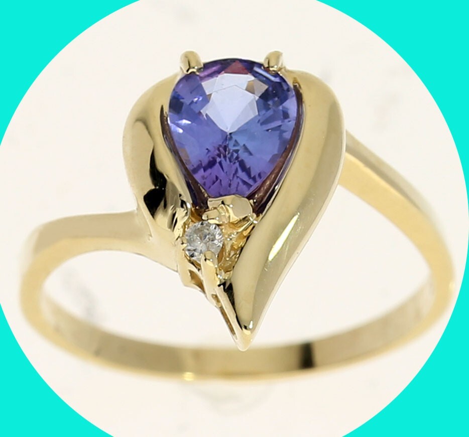 Diamond Tanzanite Ring 14K Yellow Gold Size