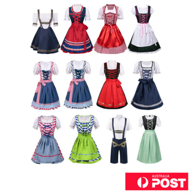 Women Men Oktoberfest Outfit Bavarian Attire Dirndl Halloween Carnival Costume