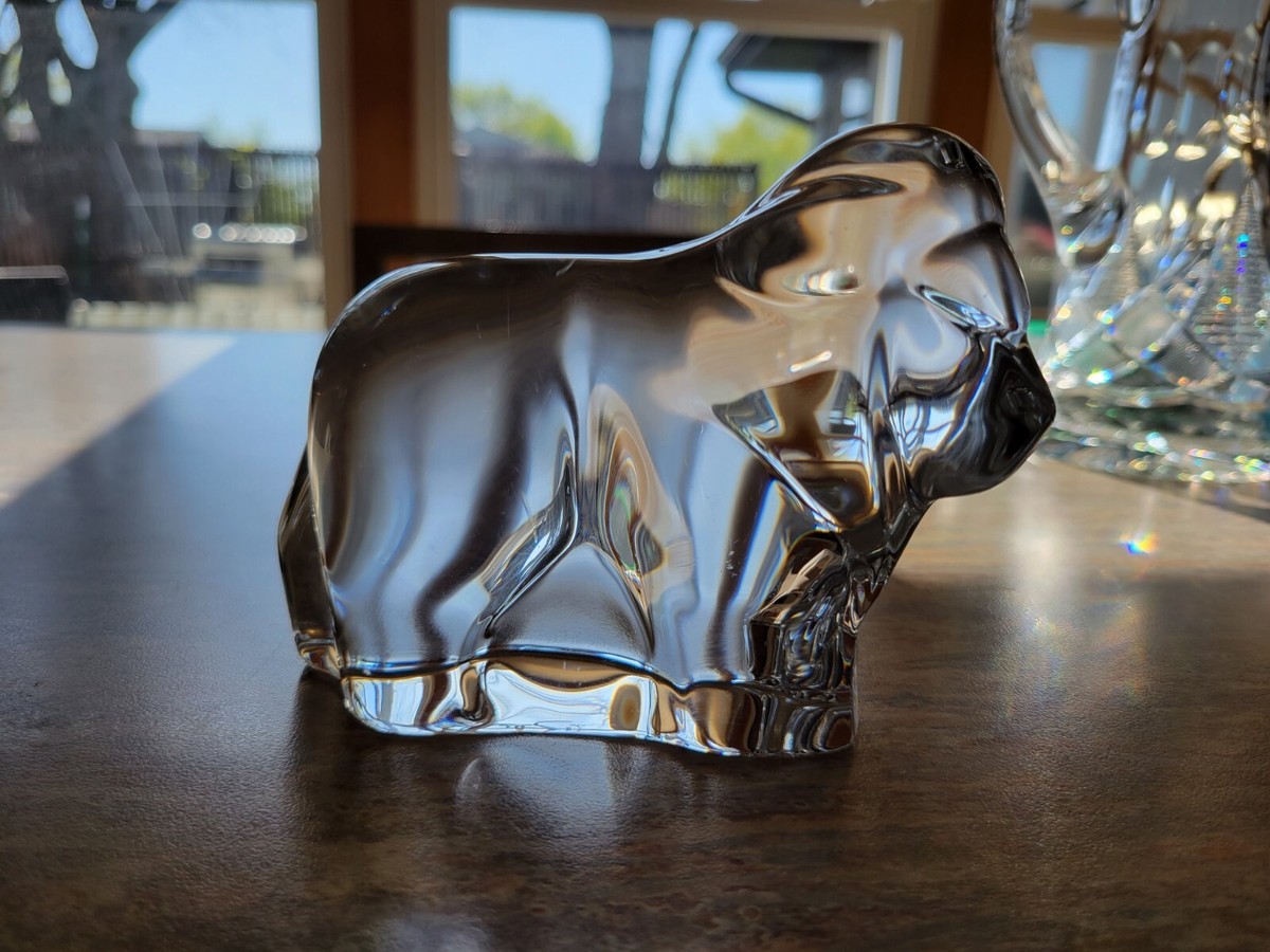 格安 Hoya Japan Crystal Glass Lion Museum Paperweight Sculpture グラス・カップ・酒器
