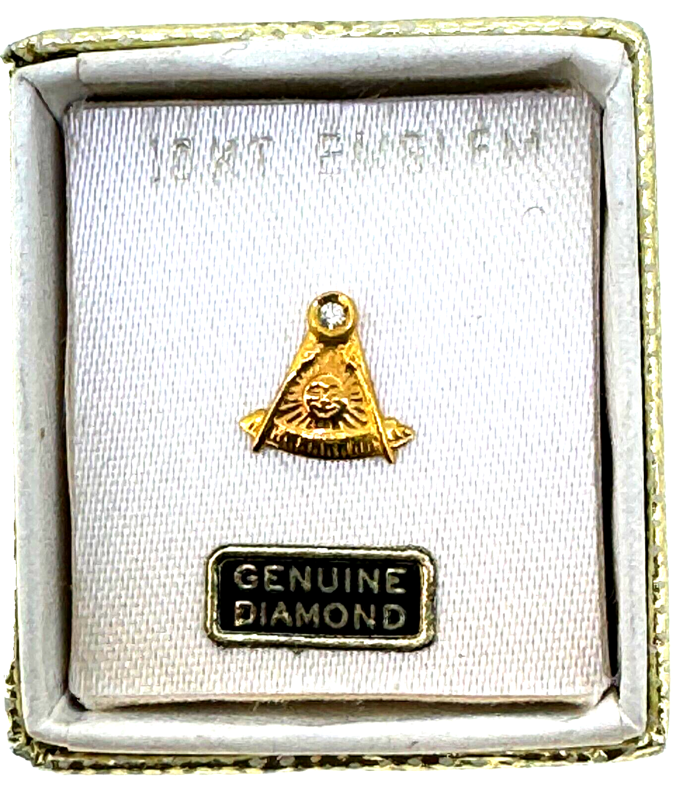 Tie Tack Pin Harvey & Otis 10K Yellow gold Diamond Masonic Lodge Past Master Vtg