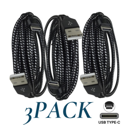 3Pack 10Ft Extra Long USB Type C Cable Lot Fast Charger Braided Cord For Samsung