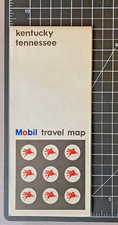 Mobil Gas Kentucky Tennessee Travel Road Map Smoky 18" x 26.5" Vintage Map 1966