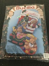 Bucilla Felt Christmas Stocking Kit 83008 Teddy Collection Santa Bears Tree