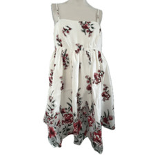 Storia Dress Women Medium Chiffon Floral Sleeveless Knee Length Demure Lined New