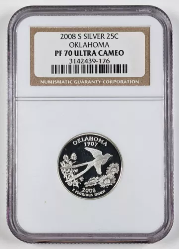 2008 S Oklahoma Silver Quarter NGC PF70 Ultra Cameo