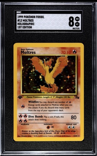 The Pokémon Company Moltres 12/62 Fossil Holo Rare Unlimited English SGC 8