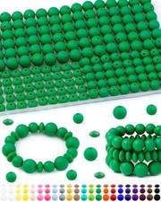 200Pcs Mixed Silicone Beads for Keychain Making, 12mm 15mm Christmas Green