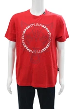 Plein Sport Men's Crewneck Short Sleeves Basic Graphic T-Shirt Red Size L
