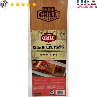 Cedar Plank Grilling 2 Pack All Natural Pre-Soaked Charcoal Gas Oven Cooking New
