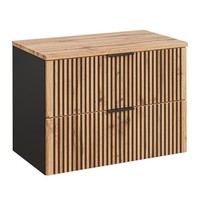 Waschbeckenunterschrank Waschtischplatte Anthrazit Badezimmer Modern Eiche Grau