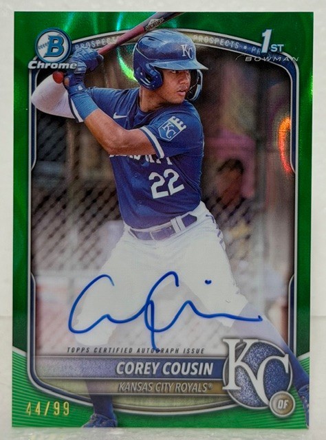2025 Bowman Chrome 1st #CPA-CCO Corey Cousin Auto Green Refractor /99 RC