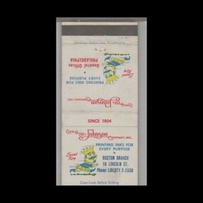 Matchbook Cover Lincoln Charles-Neu Johnson Company Printing Boston, MA