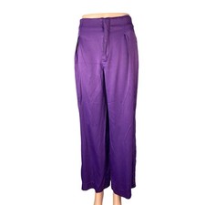 Zara Women's Purple High Rise Pleated Palazzo Wide Leg Trousers Dress Pants Sz M
