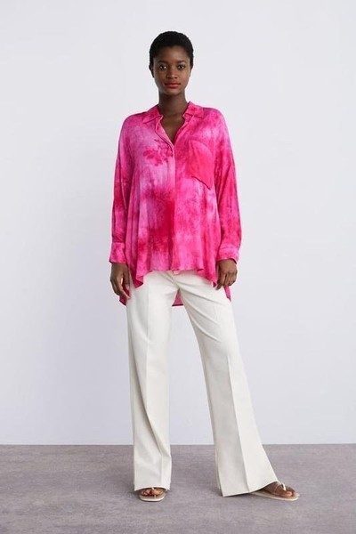 Women ZARA Shirt Pink XS