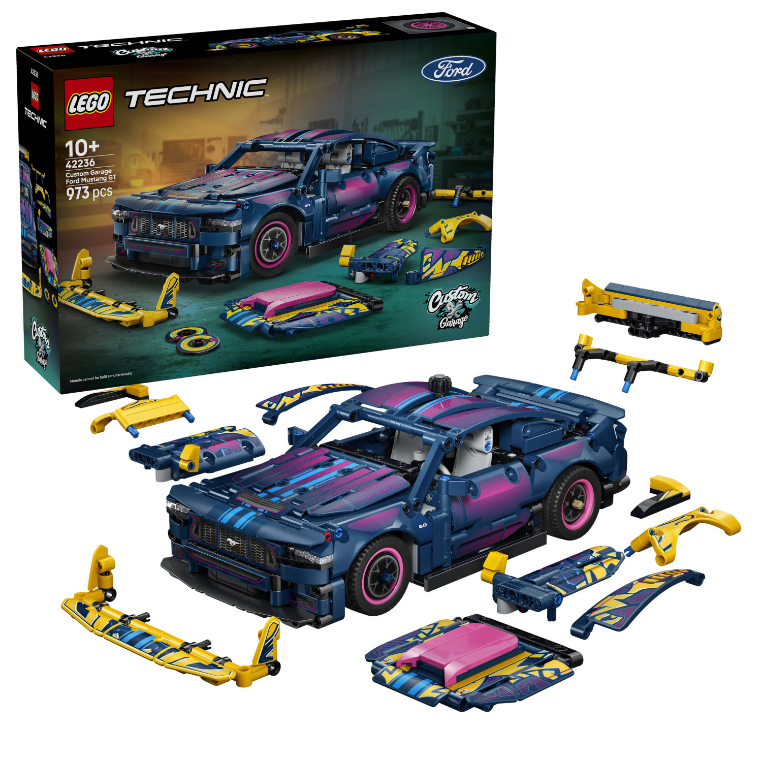 LEGO Technic Custom Garage Ford Mustang GT Car 42236 | Toys for 10+ Year Old Boys, Model Kit with V8 Engine, HOG Steering & Swappable Body Parts, Birthday Gift, 973 Pieces - Image 7