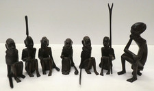 LOT OF 7 VINTAGE AFRICAN TRIBAL CARVED STATUES TRIBE SCULPTURE FIGURINES