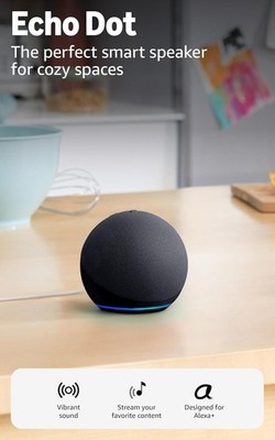 Amazon Echo Dot 5th Gen Smart Speaker Alexa Charcoal Home Office Bedroom
